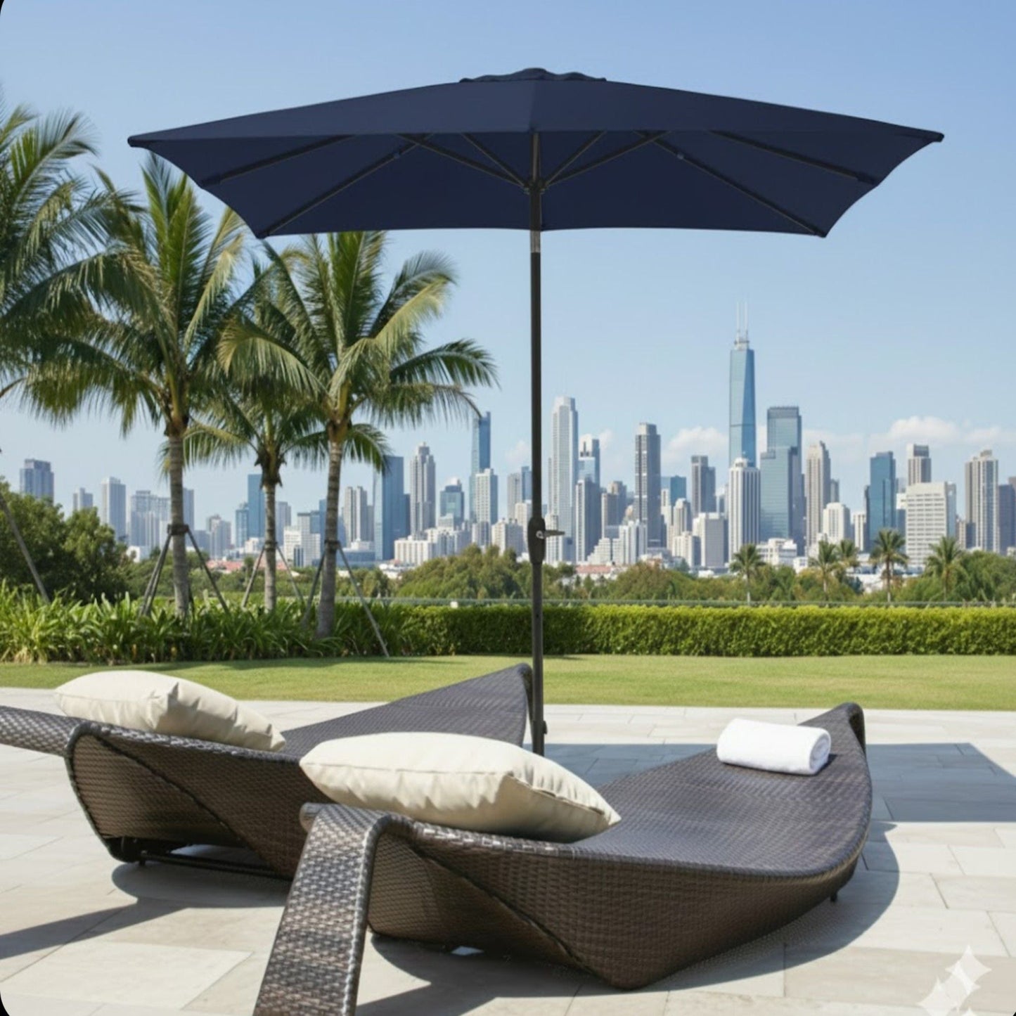 Rectangular Patio Umbrella With Crank Tilt, Polyester UV-Resistant Canopy