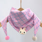 Korean-style Cotton-linen Plaid Childrens Scarf Versatile And Easy To Match