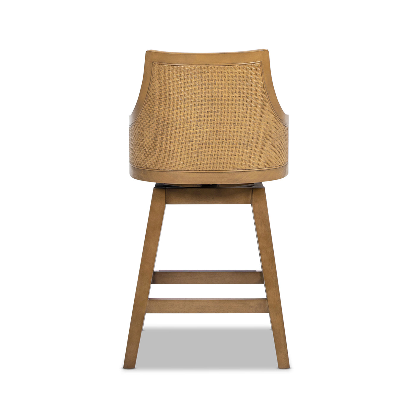Bahama 26" Cane Rattan High-Back Swivel Counter Stool with Recessed Arms