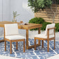 Acacia Wood Outdoor Dining Chair (Set of 2), Teak Finish Wood +
