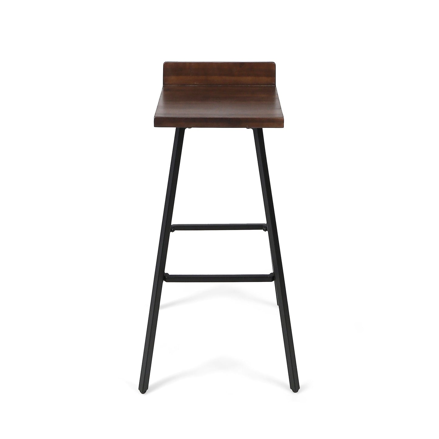 Outdoor Bar Stool With Low Backrests And Wood Seats (Set of 2)