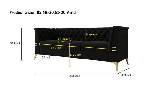 Luxurious Sofa With Legs, Modern Chesterfield Design, Tufted Upholstery, 3 Seat Couch For Living Room And Office