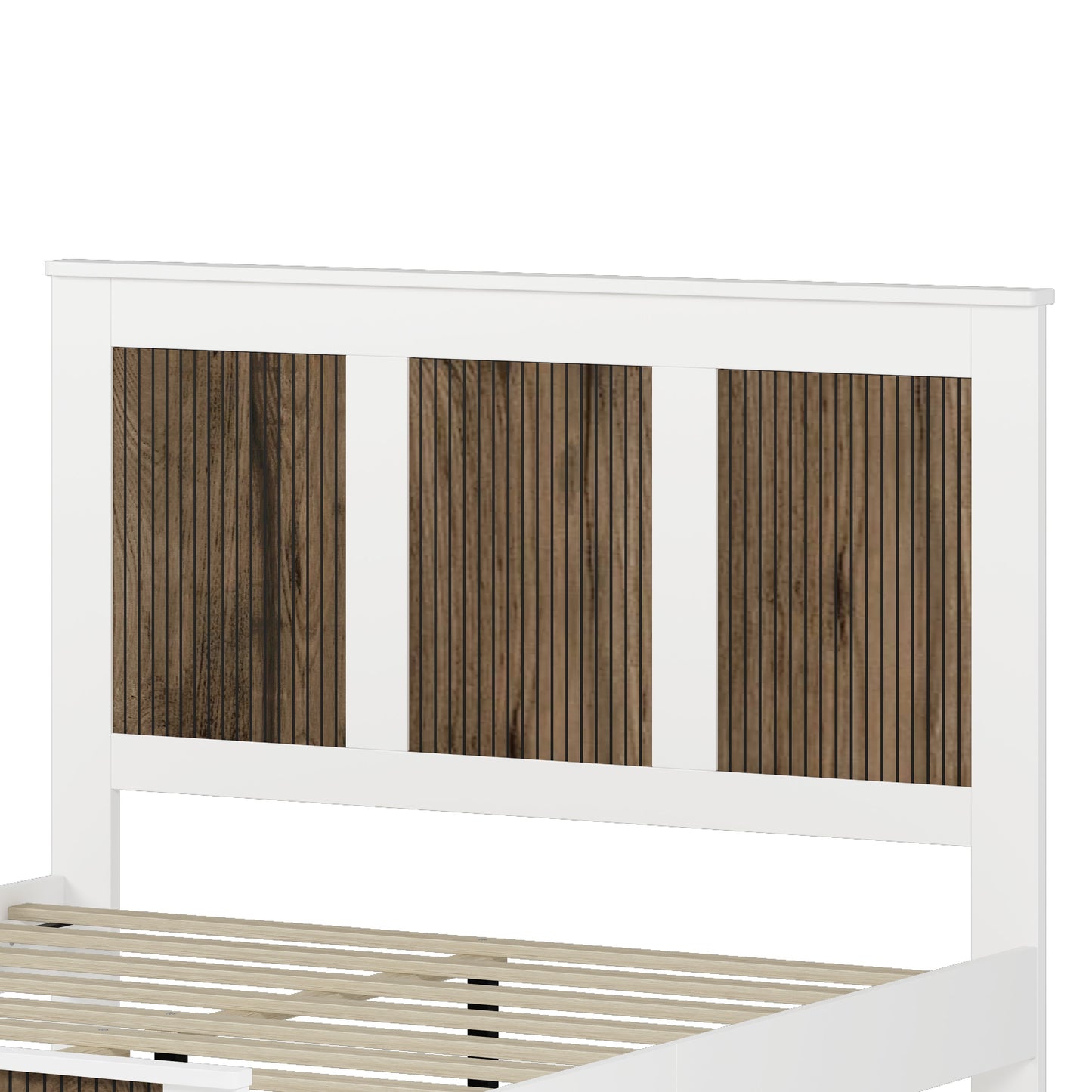 4-Pieces Bedroom Sets, Queen Size Farmhouse Platform Bed with Storage
