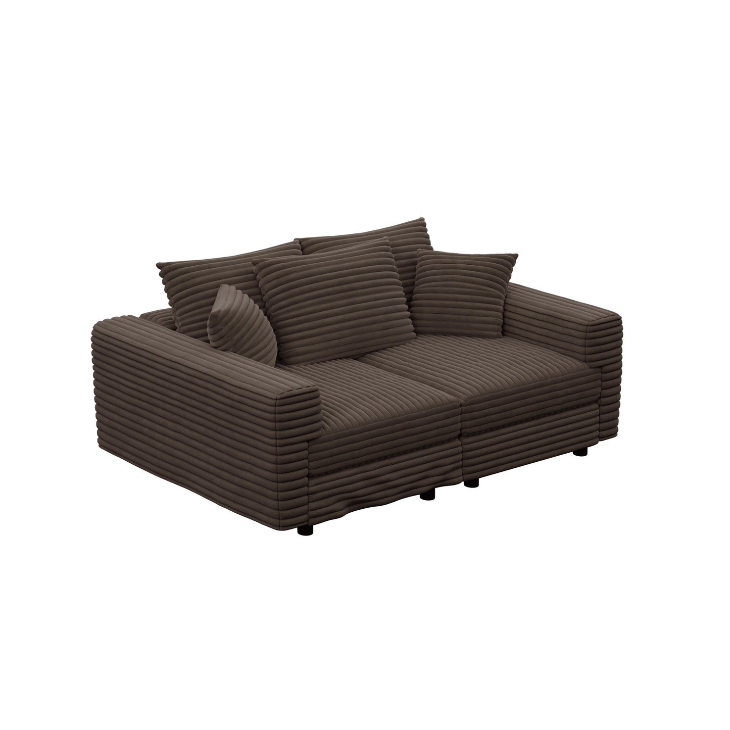 Deep Seat Convertible Sofa With Soft Pillows And Ottomans