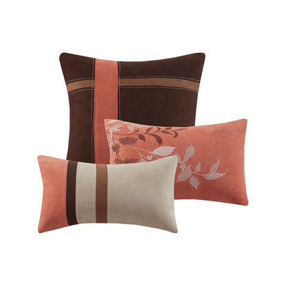 7 Piece Faux Suede Comforter Set - Coral California King