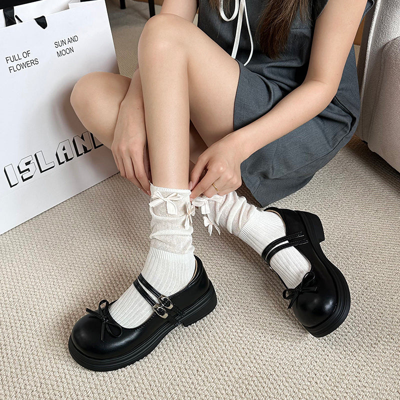 Black French Shallow Mouth Thick Sole Single Shoe For Women 2025 New Summer Dress Retro Height Increasing Thick Heel Mary Jane Shoes