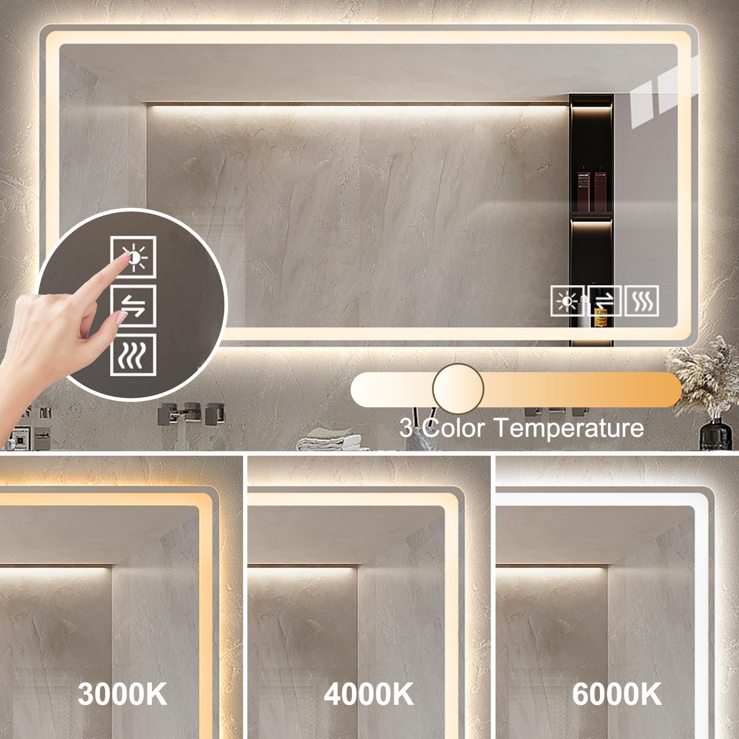 24X40 Inch LED Bathroom Mirror Vanity with Front Lights