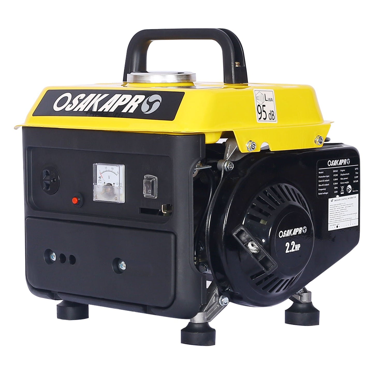 Portable Outdoor Generator Low Noise Gas Powered For Home Use - Yellow
