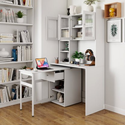 Computer Desk with Glass Door for Home Office or Study