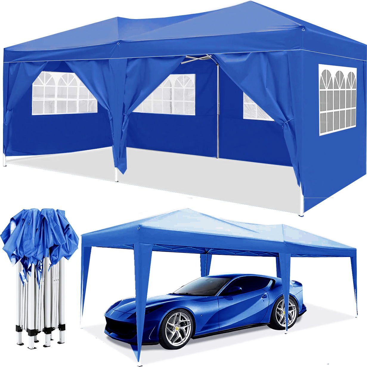10'x20' EZ Pop Up Canopy Outdoor Portable Party Folding Tent with 6 Removable Sidewalls