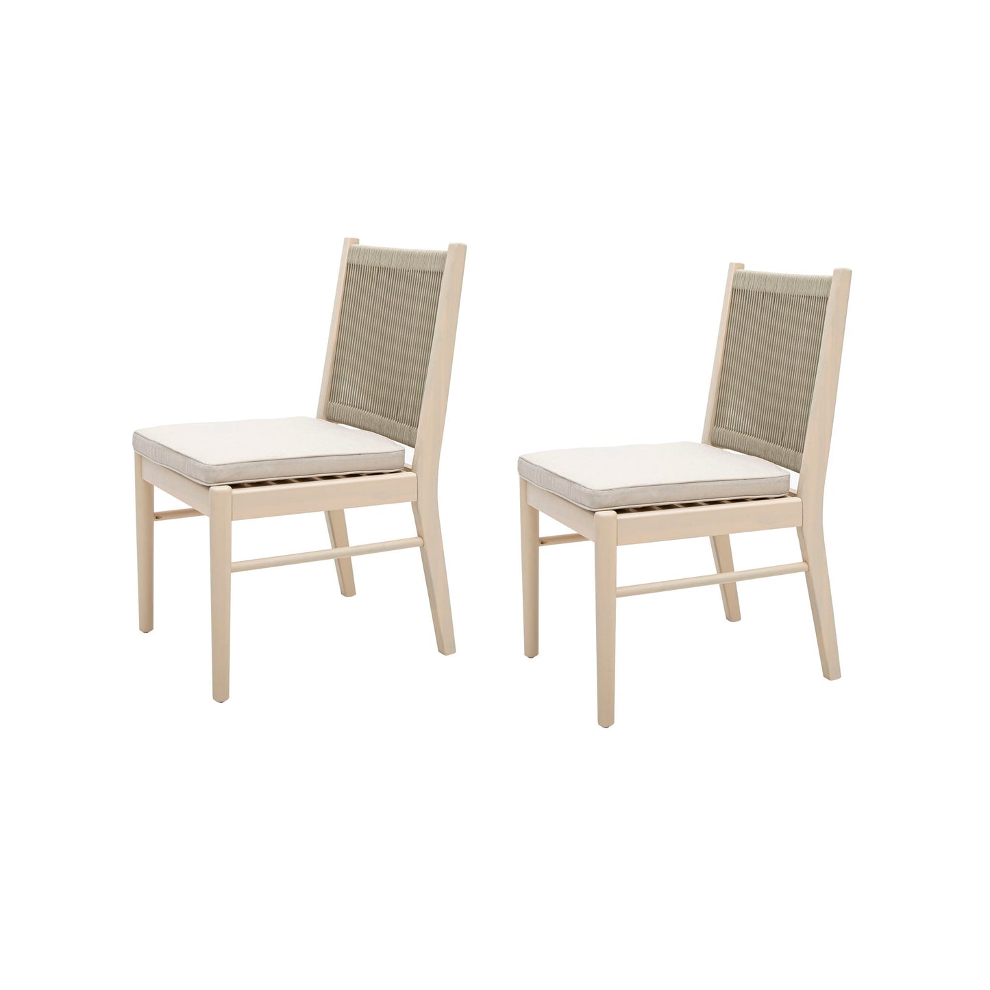 Cordoba Dining Chair Set of 2 - Comfortable Armless Beige Chairs