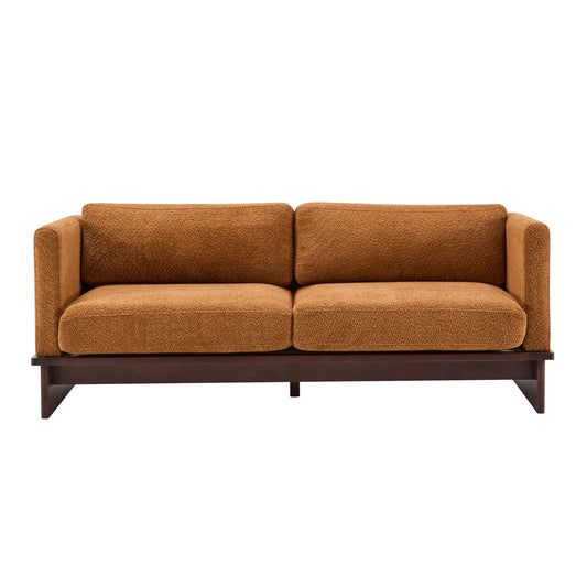 77 in. Square Arm Modern 3 Seater Boucle Sofa Upholstered Couch with Solid Wood Base