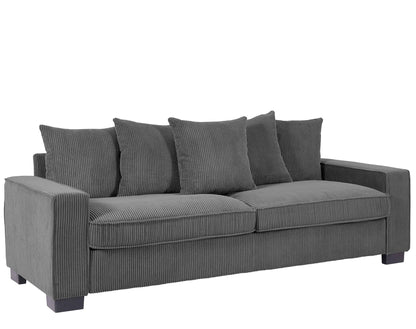 Luxe Sofa With 5 Matching Toss Pillows, Sleek Design, Spacious And Comfortable 3 Seater Couch