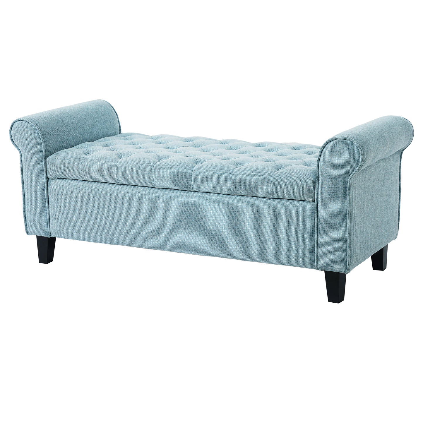 Light Blue Tufted Storage Bench