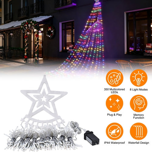 11.5FT 350-LED Multicolor Star Waterfall Tree Lights – Waterproof