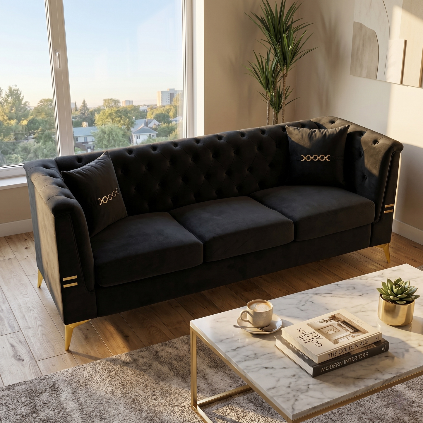FX-P83-BK4 Sofa with 2 Pillows