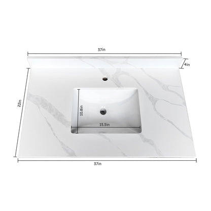37-inch Quartz Bathroom Vanity Top with Undermount Single Bowl
