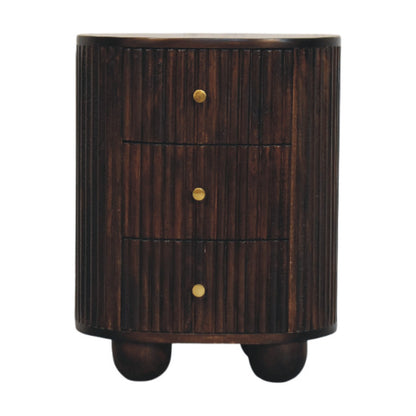 Solid Wood Curved Fluted 3-Drawer Drum Chest