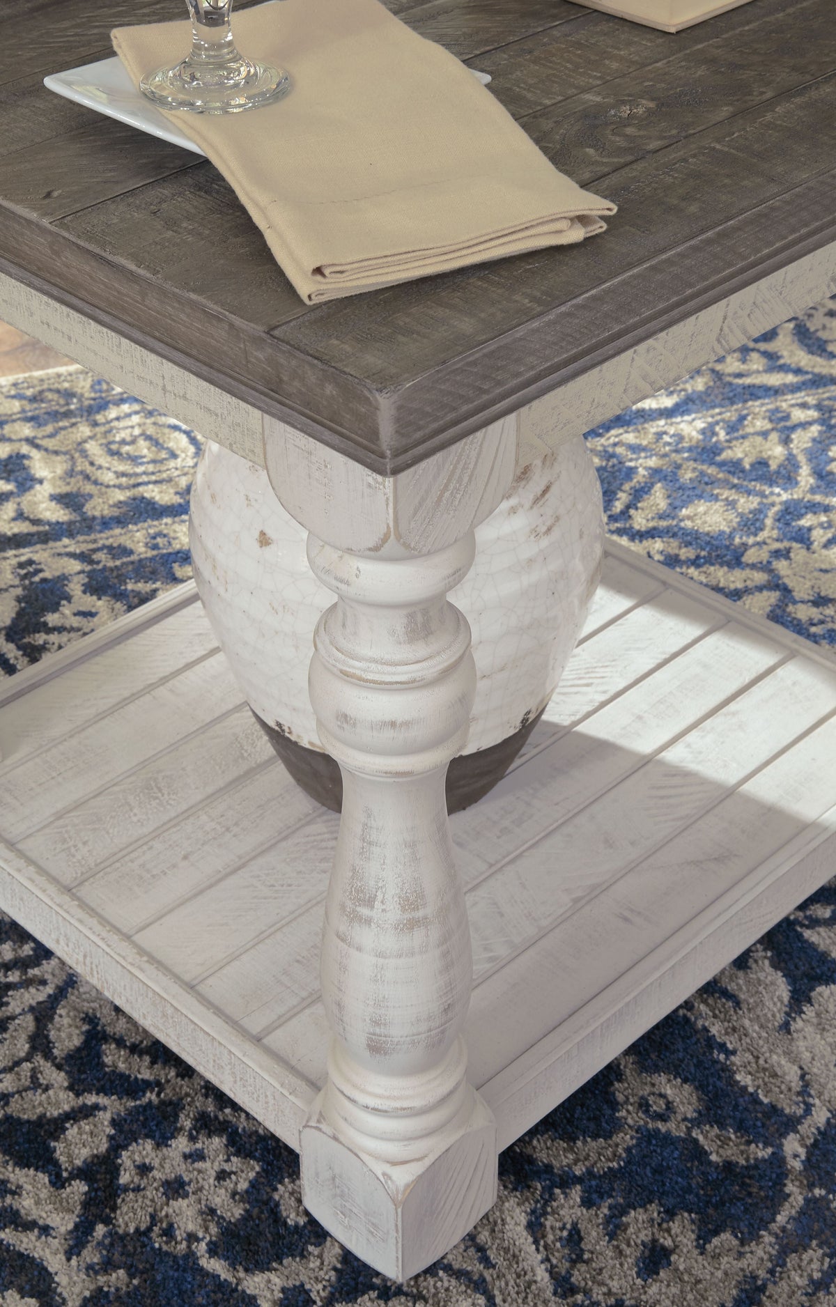 Havalance - Rectangular End Table - Gray / White
