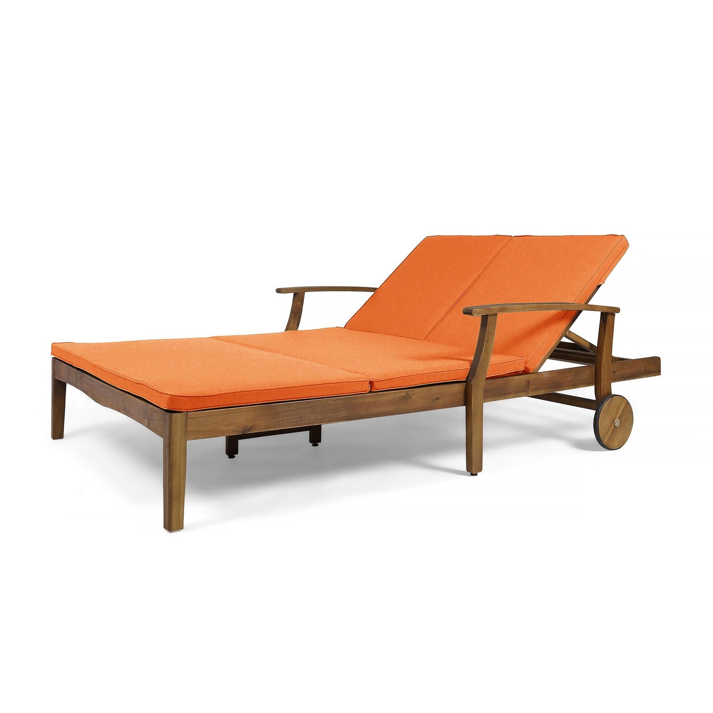 Etherealize Outdoor Adjustable Double Chaise Lounge With Water Resistant Cushions
