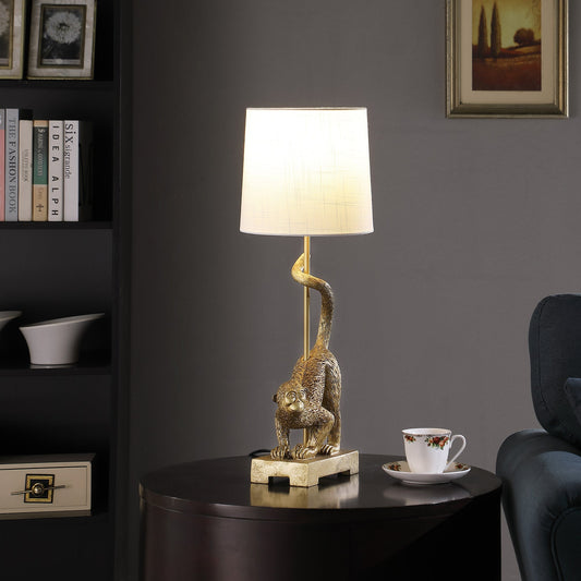 24-Inch Old World Gold Capuchin Monkey Polyresin Table Lamp