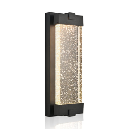 Black Aluminum Outdoor Wall Light with Bubble Crystal - Black