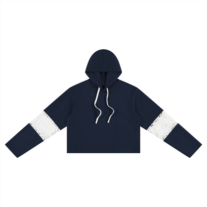 Loki & Ivy Women’s Cropped Lace-Panel Hoodie