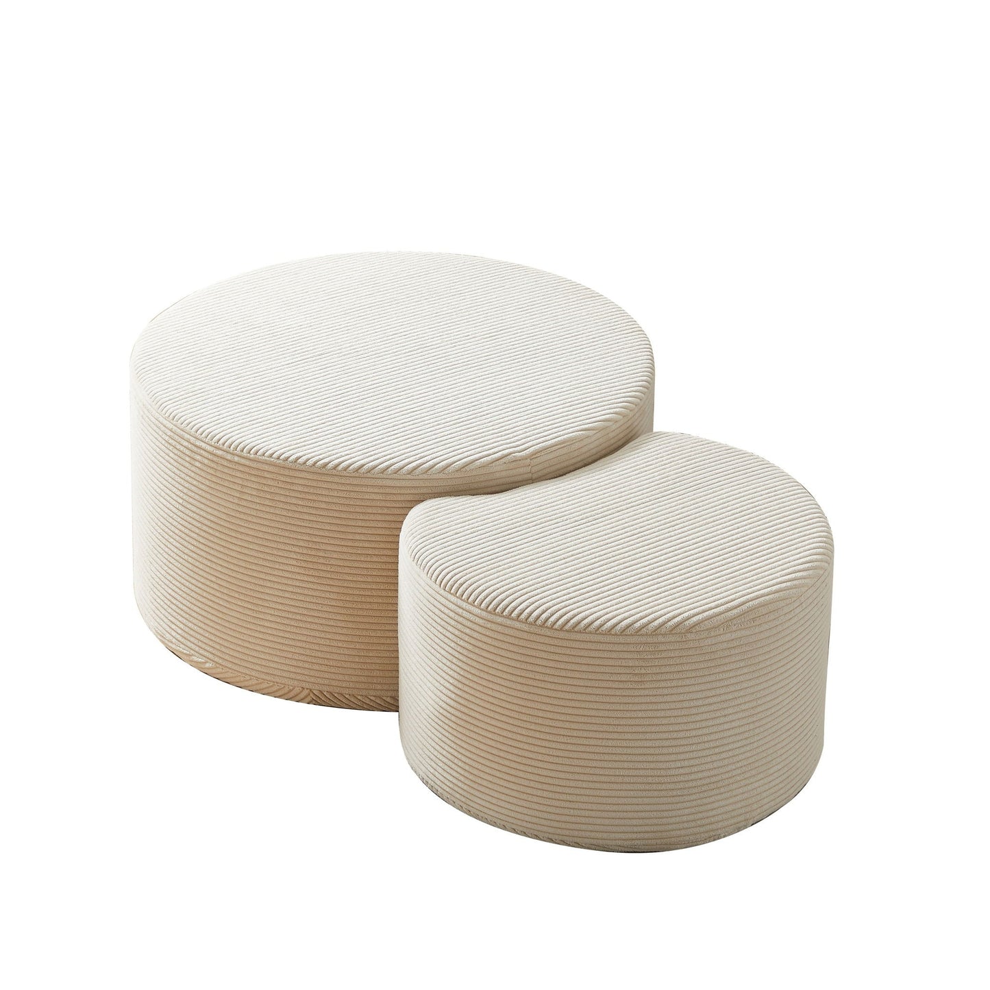 Modern Upholstered Round Coffee Table For Living Room (Set of 2)