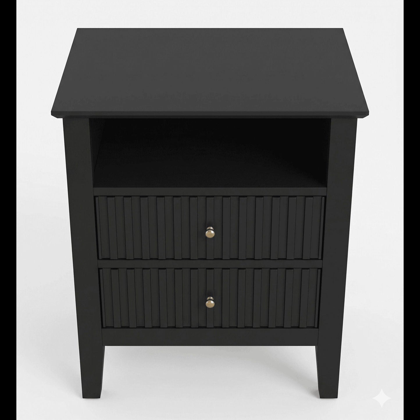 Fluted Nightstand With 2 Drawers