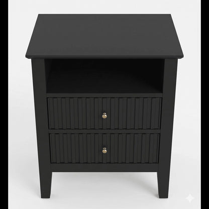 Fluted Nightstand With 2 Drawers