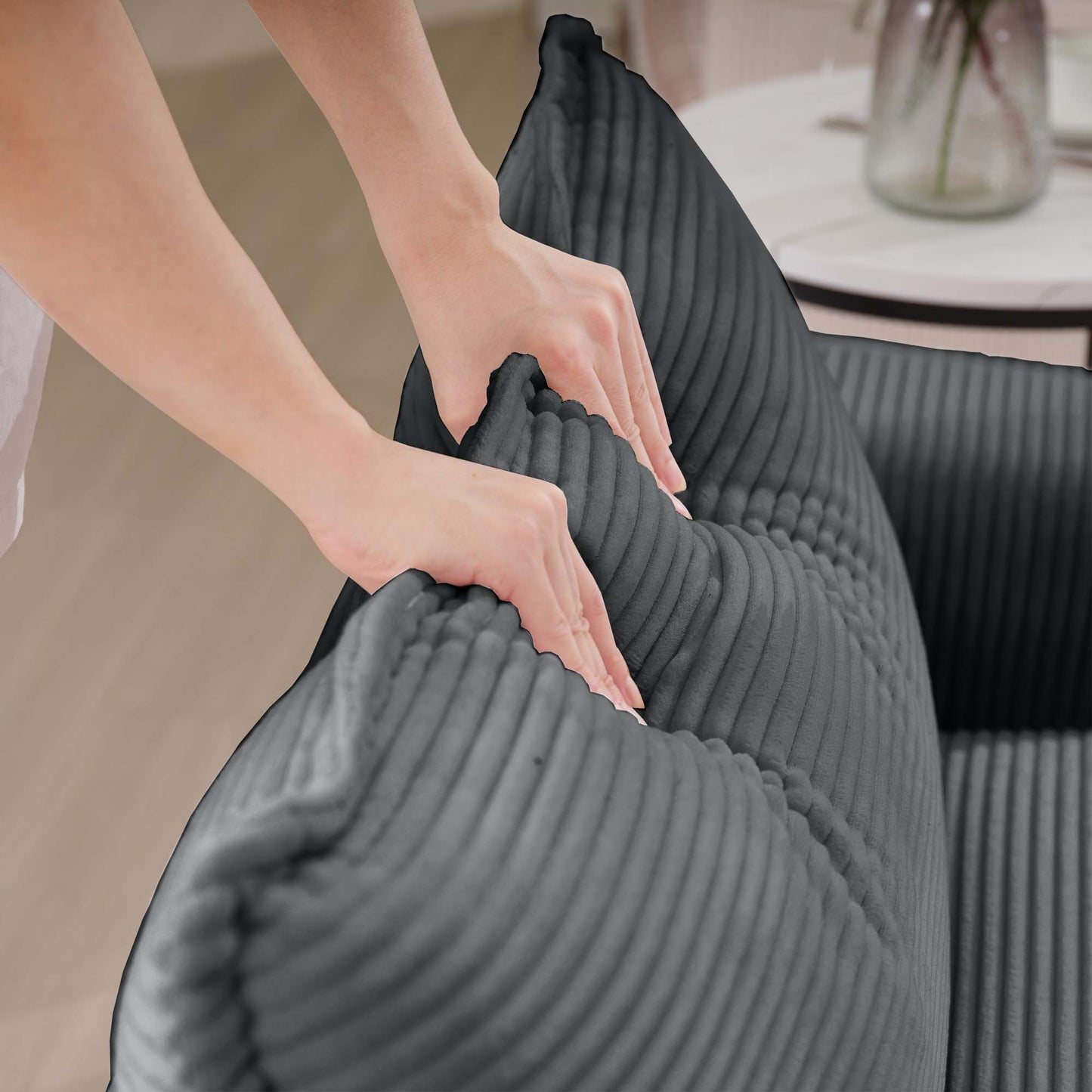 Classic Modern Comfortable Single Chair Deep Seat Sofa With Footstool