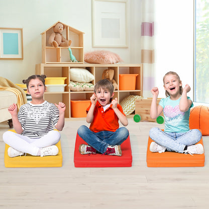 6 Pieces 15 Inches Square Toddler Floor Cushions Flexible Soft Foam Seating with Handles-Multicolor