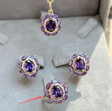 Amethyst Aura™ | Royal Purple Gold Plated Statement Ring (18K Color Retention)