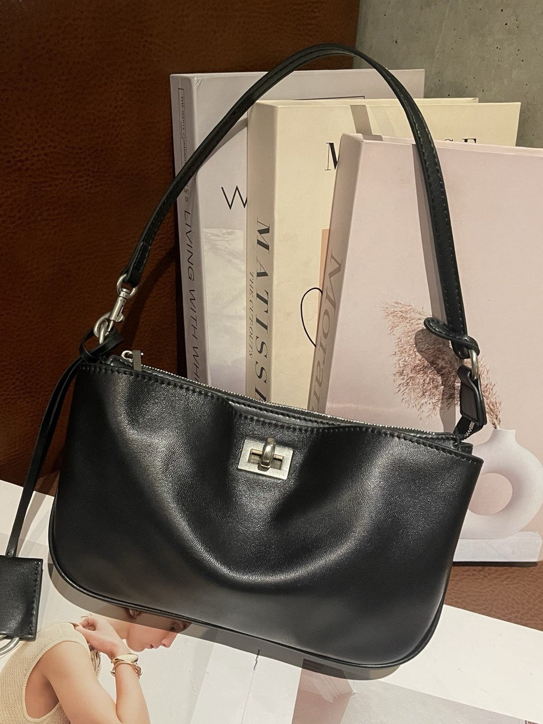 Top-grain Vegetable-tanned Cowhide Cross-border New Kelly Bag, Genuine Leather Underarm Bag, Classy Single-shoulder High-quality Mahjong Bag