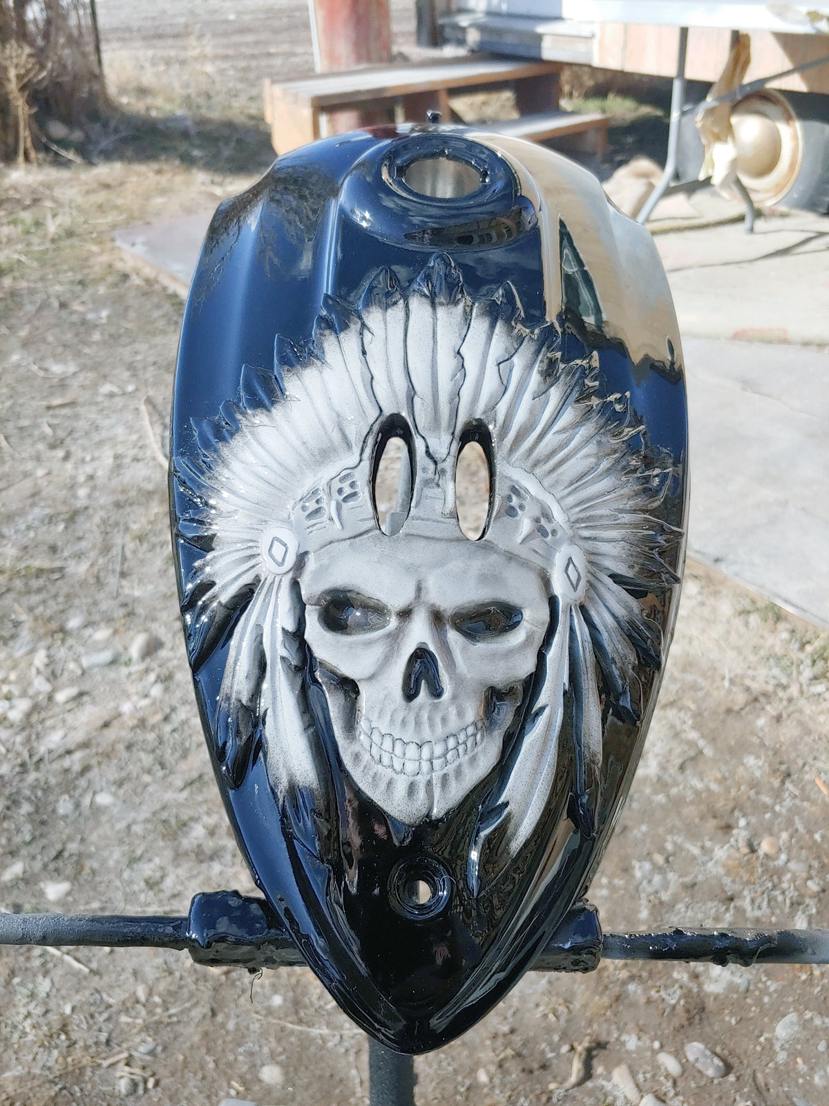Indian 3D skull warbonnet theme console