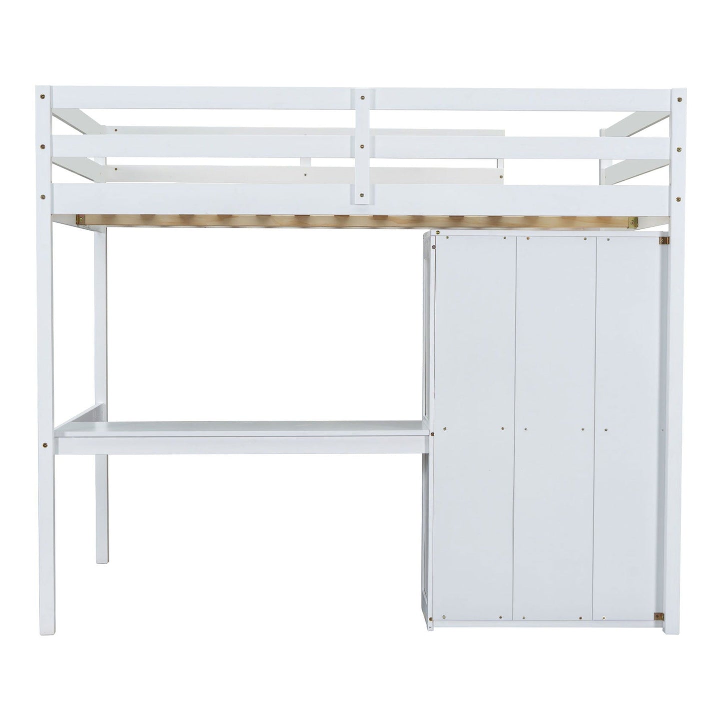 Loft Bed With Built In Wardrobe, Desk, Shelves And Drawers