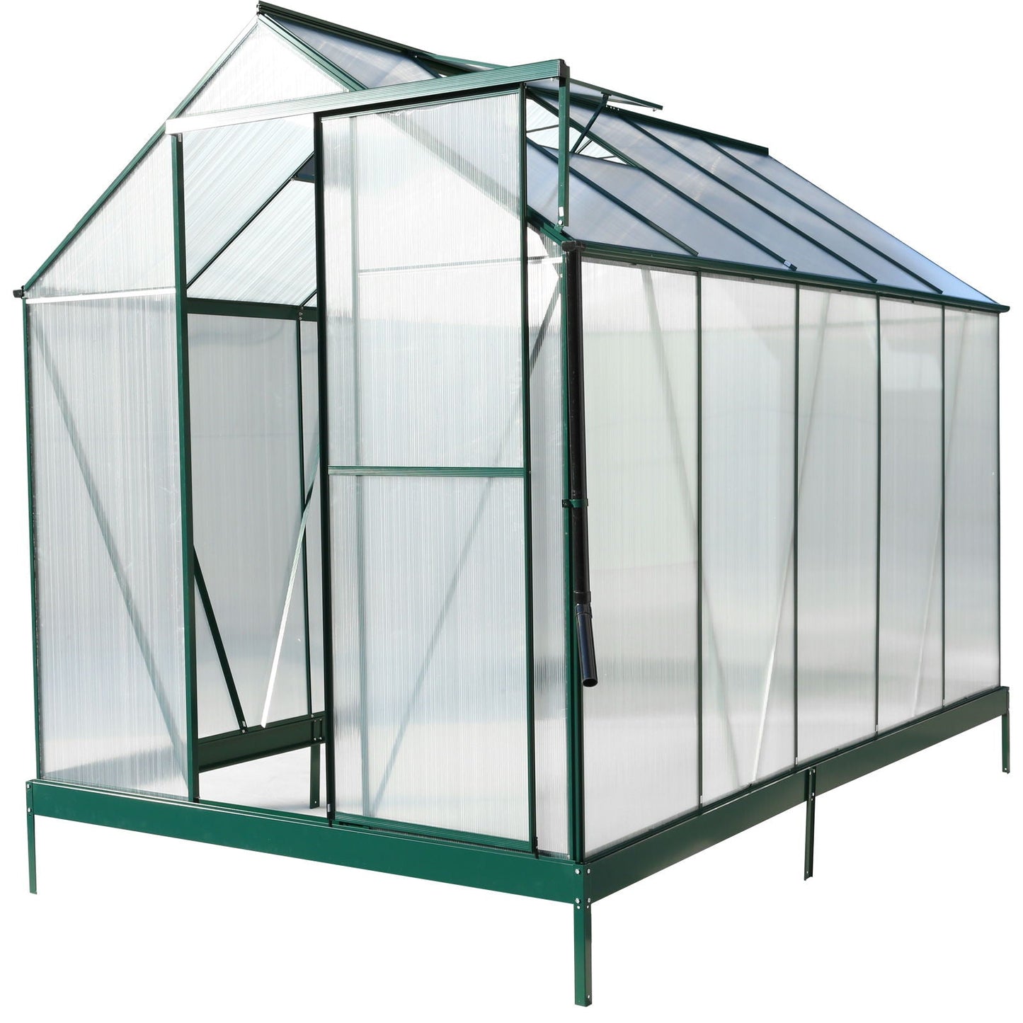 Polycarbonate house, Heavy Duty Outdoor Aluminum Walk-In House Kit With Rain Gutter, Vent And Door For Backyard Garden