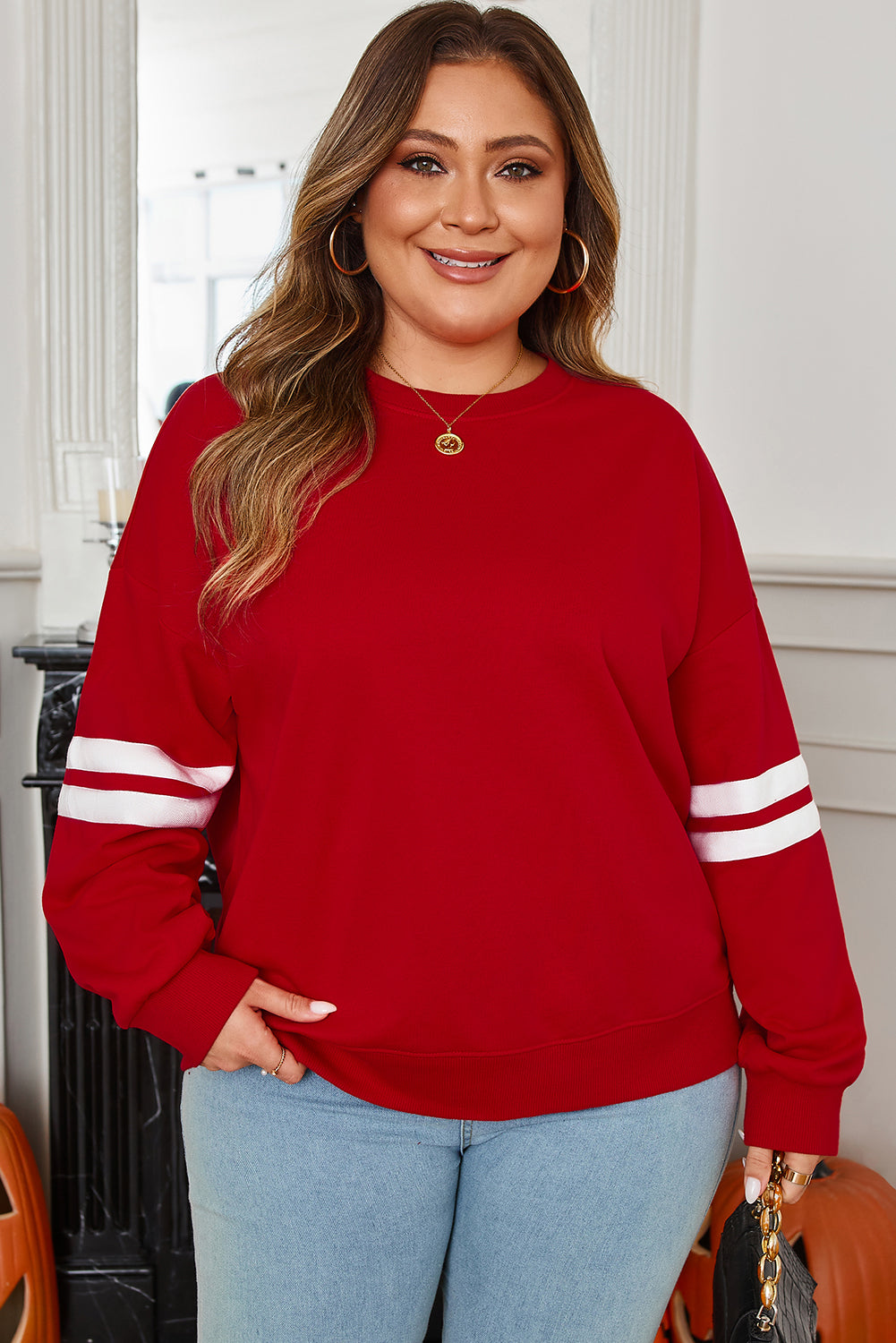 Sophia Varsity Striped Detail Sweatshirt