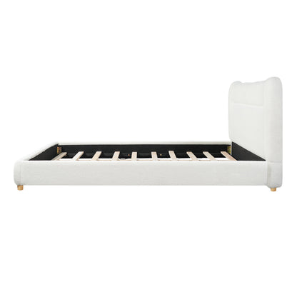 Minimalist Curved Headboard Teddy Bear Plush Bed - King