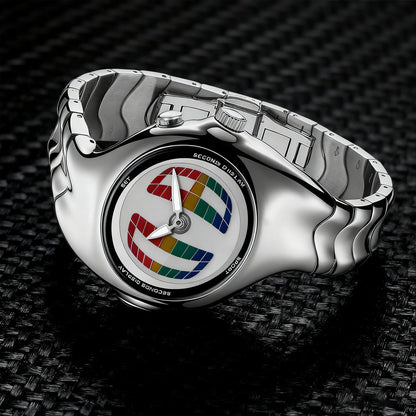 Mens Twisted Vintage Asymmetric Dual-Display Watch