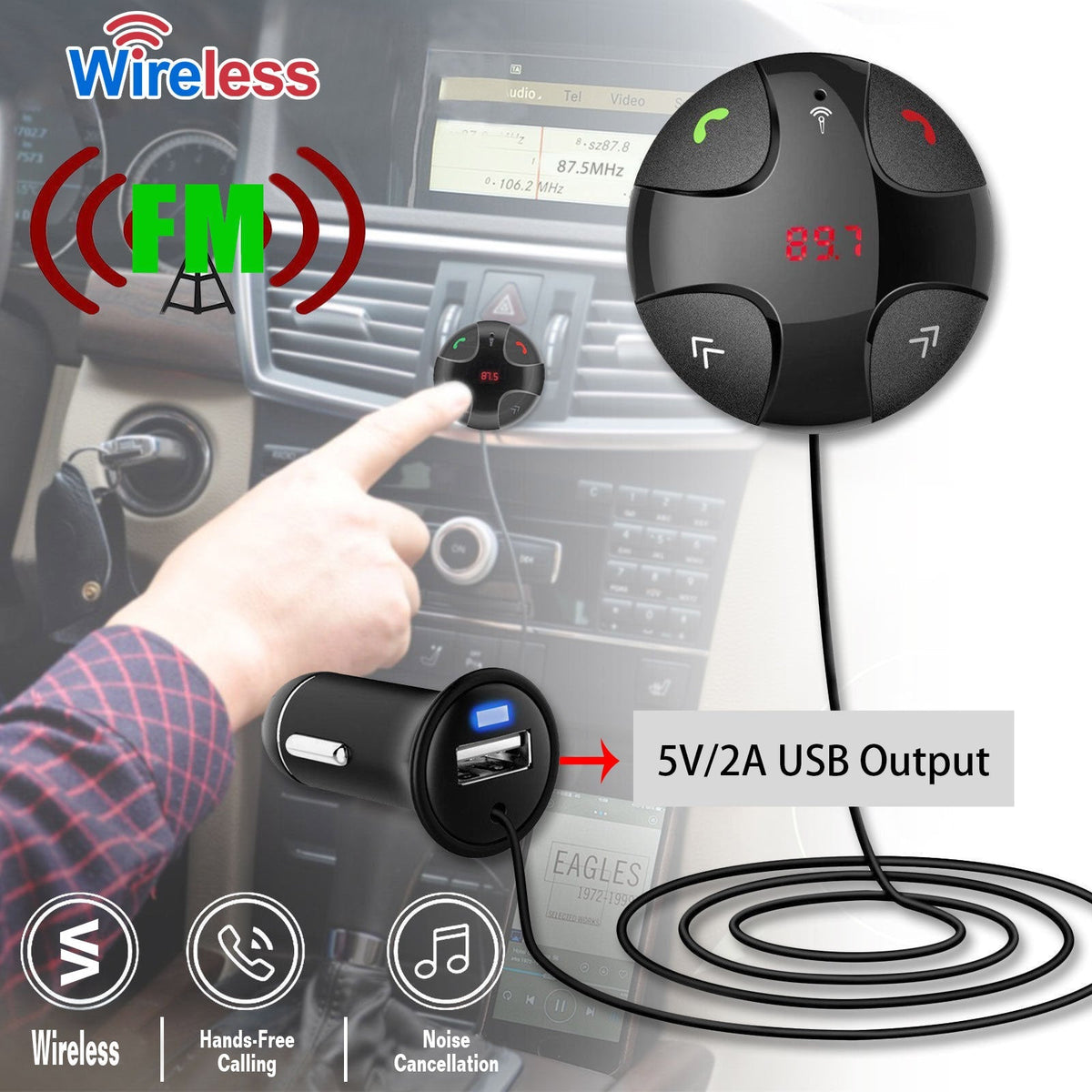 Wireless FM Transmitter wireless 4.2 Car Kit Fast USB Charge Hands-free Call MP3 Player TF Card LED Display for Car Audio System