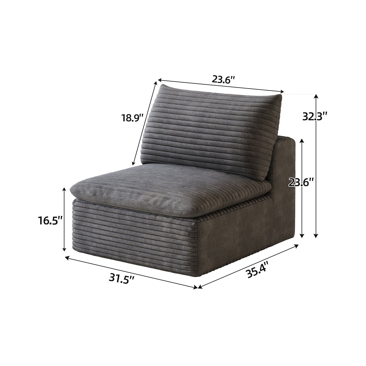 1 Middle Seat Sofa - Dark Fabric