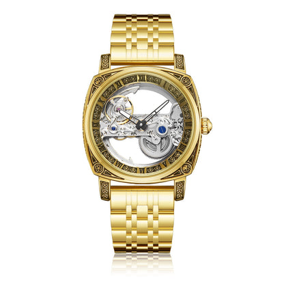 Relief-embossed Vintage Luminous Self-winding Mechanical Watch