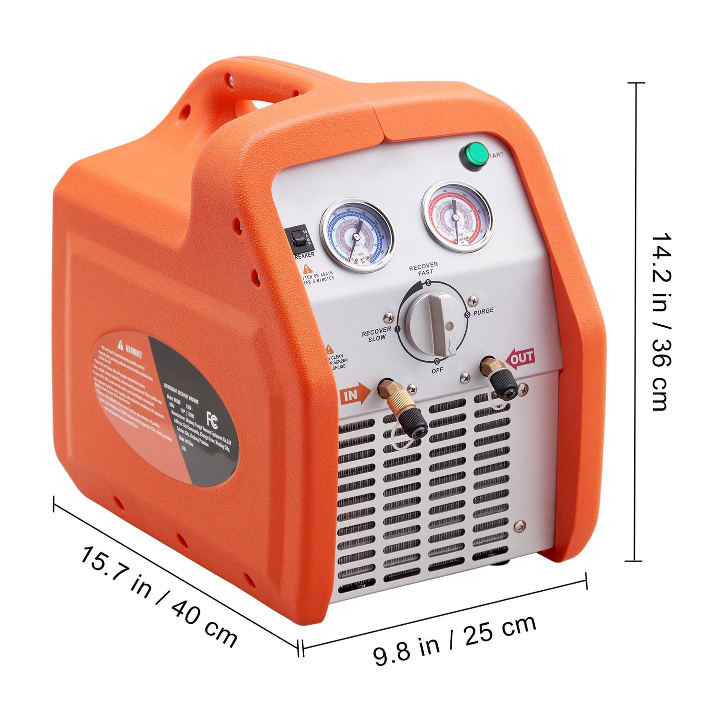1 HP Refrigerant Recovery Machine - Dual Cylinder Portable AC Recovery