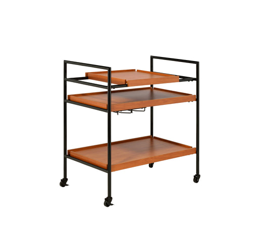 Oaken Honey Oak & Black Finish Serving Cart