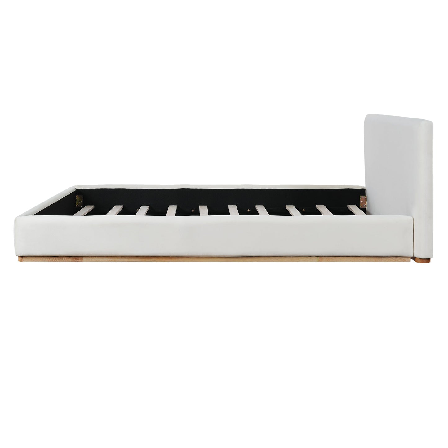 Elegant Upholstered Bed With Solid Wood Frame, King