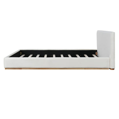 Elegant Upholstered Bed With Solid Wood Frame, King