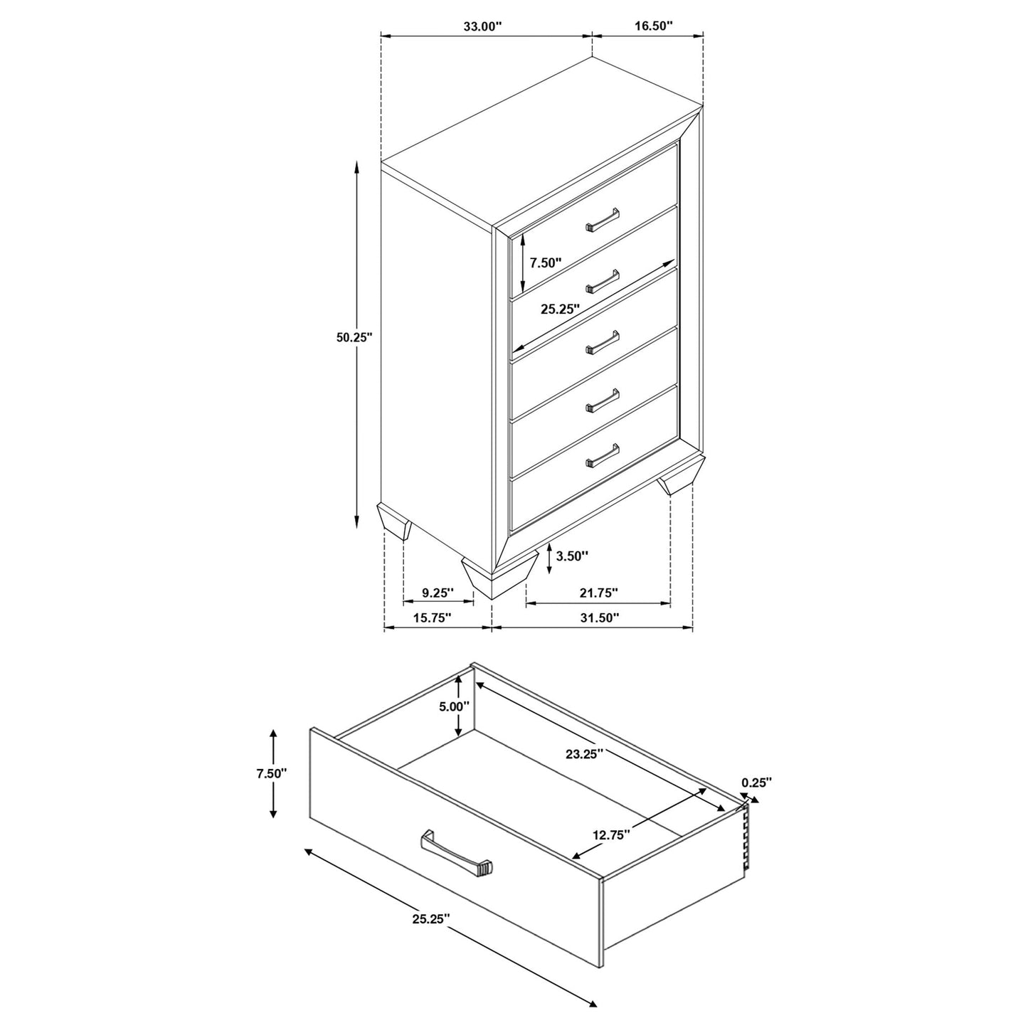 Hadfield - 5 Drawer Chest In Rich - Dark Brown