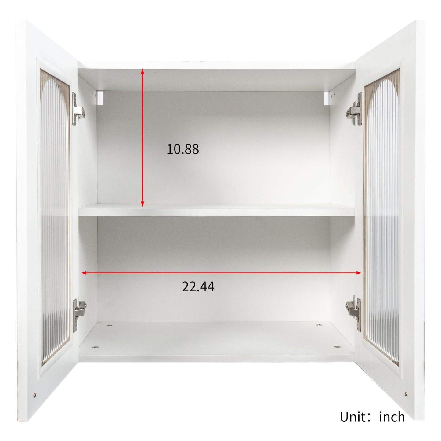 Wall Cabinet with Arched Glass Door and Adjustable Shelves