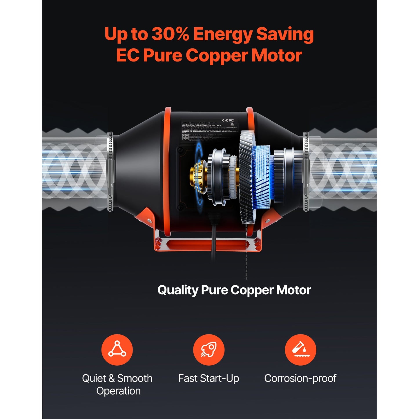 Inline Duct Fan with 10-Speed PWM Controller and App Control